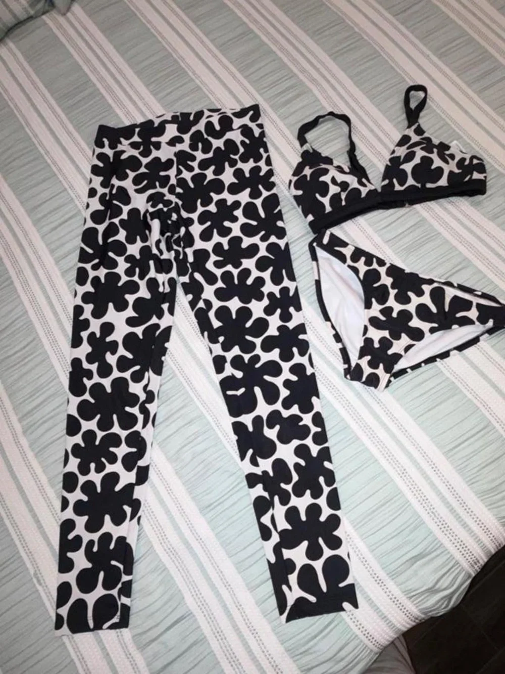 Marimekko Black & White Floral Triangle Bikini Set
